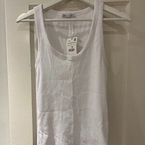 Zara white ribbed tank top, Size L - NWT!